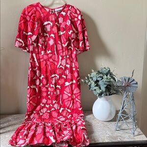 RHODE Red and Cream Floral Dress